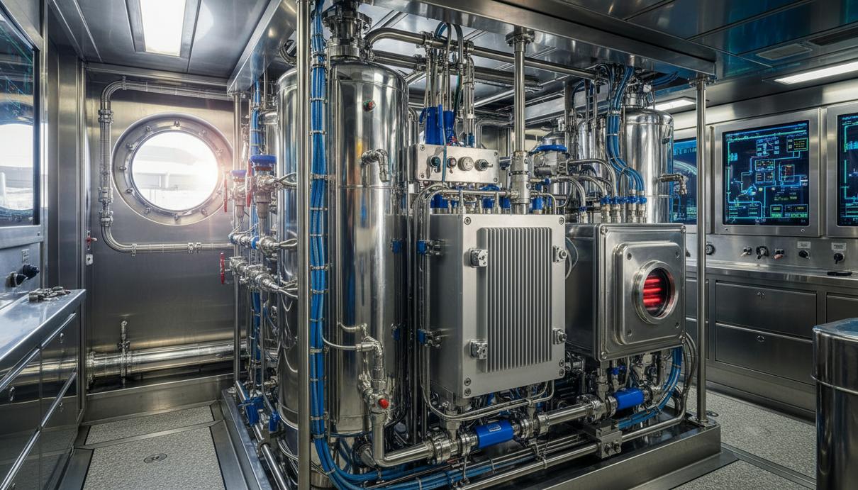 Промышленная установка водородных топливных элементов и система стальных труб в машинном отделении судна