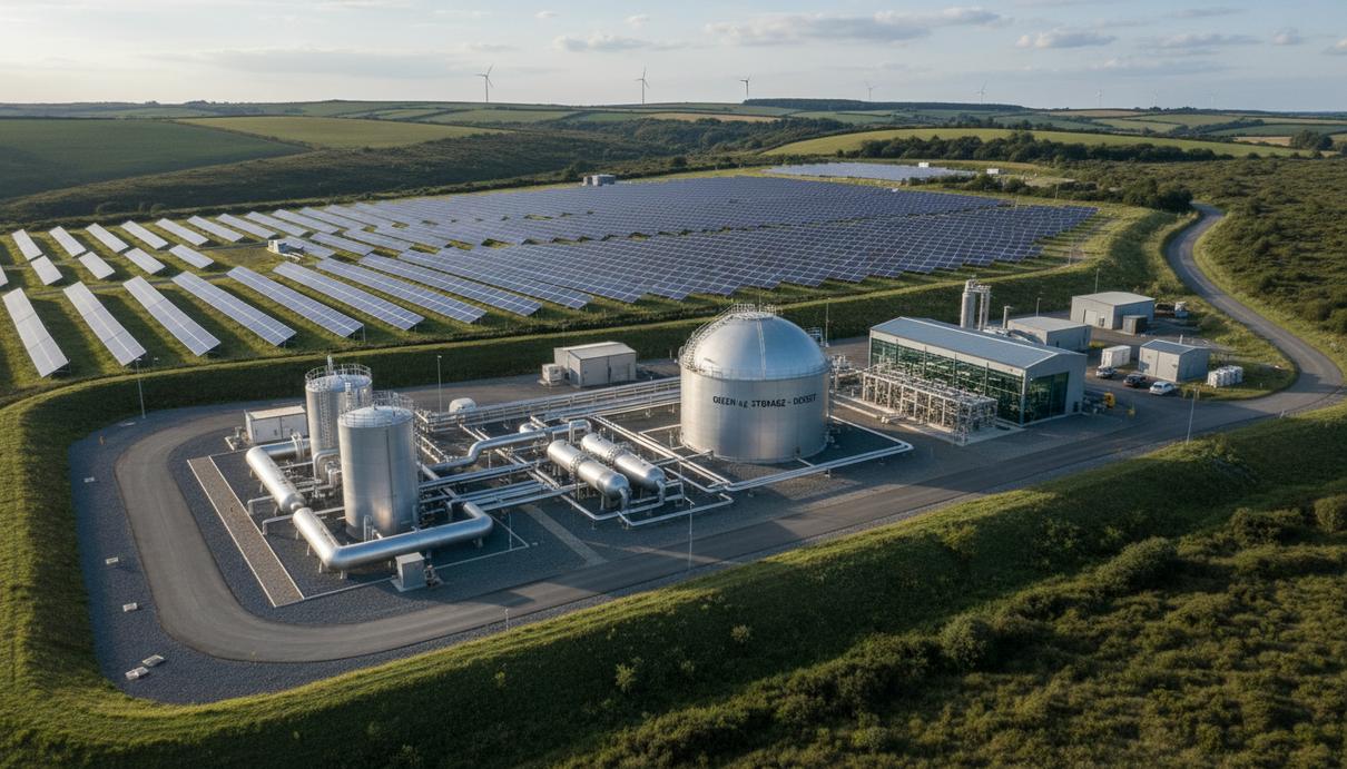 Protium и Canford Renewable Energy запускают водородный проект в Дорсете Солнечные панели и резервуары для хранения водорода на промышленной станции в Великобритании
