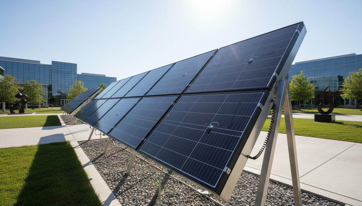 SunHydrogen тестирует в Техасе улучшенные водородные панели Солнечные панели для производства водорода, установленные под углом на открытой пилотной площадке в Техасе.